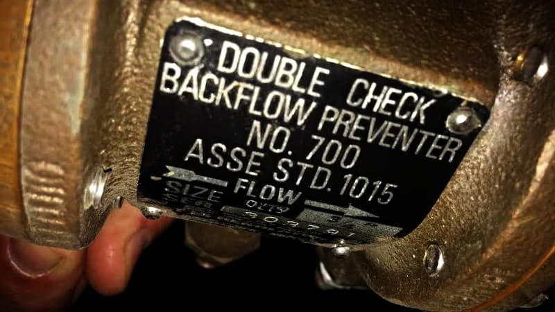 Double check backflow preventer identification plate
